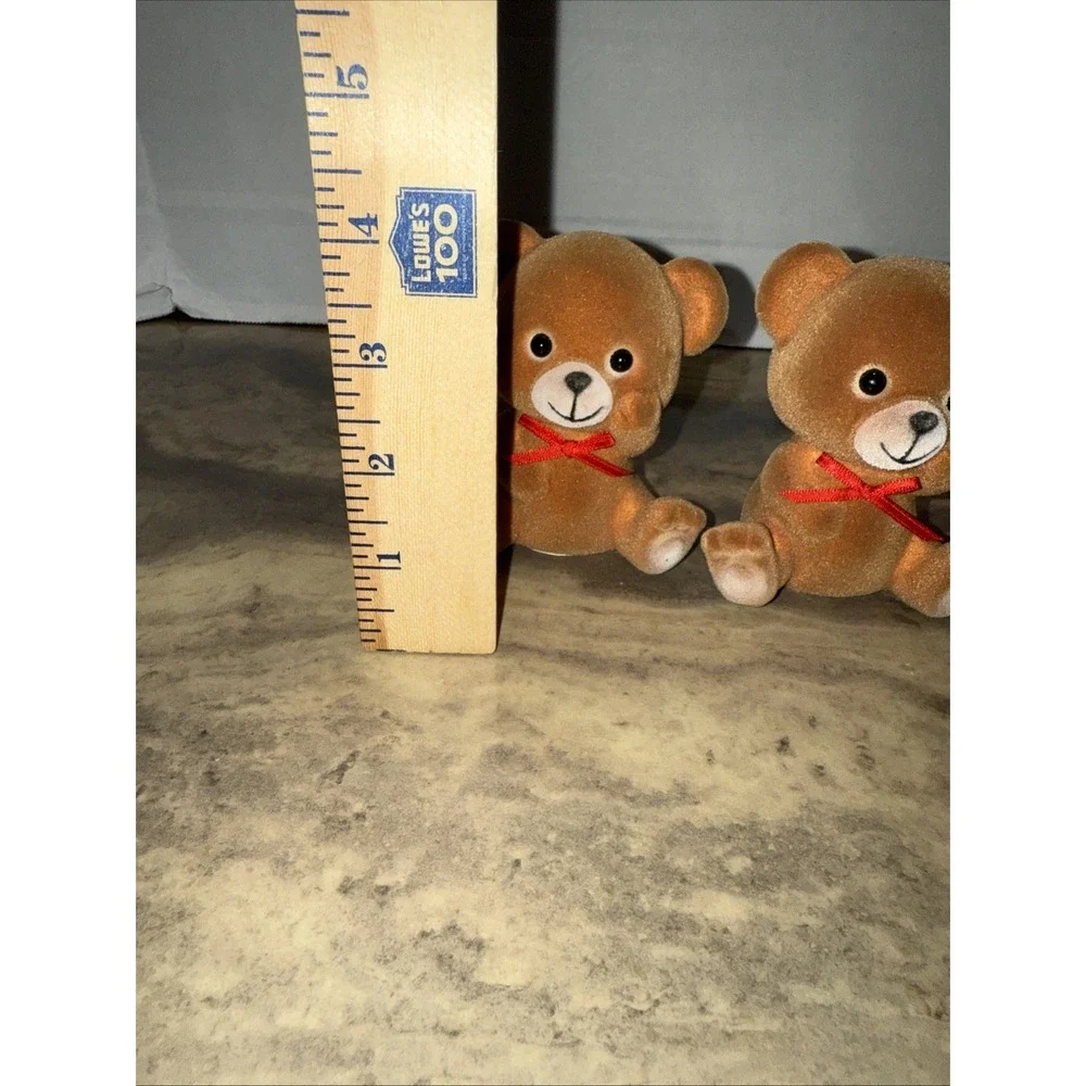 Lot Of 2 Trippies Inc Flocked Teddy Bear‎ With Bows , Home Decor , Crafts , 1989
